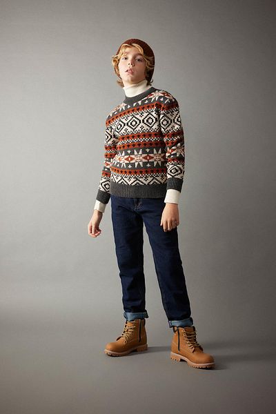 DeFacto Boy's Crew Neck Knitwear Sweater B0468A823Wn