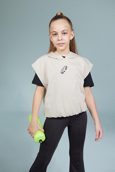 DeFacto Girl's Hooded Printed Sleeveless Sweatshirt B3161a823au
