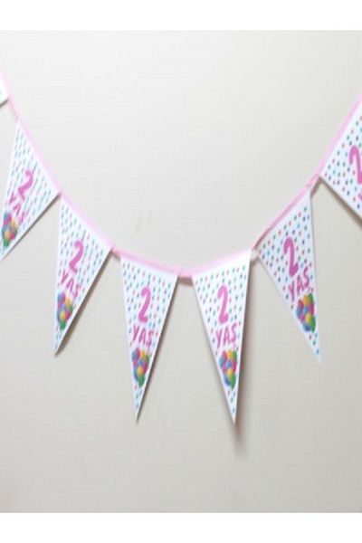 Kazanabil 2 YEARS OLD WRITING FLAME FLAG PINK