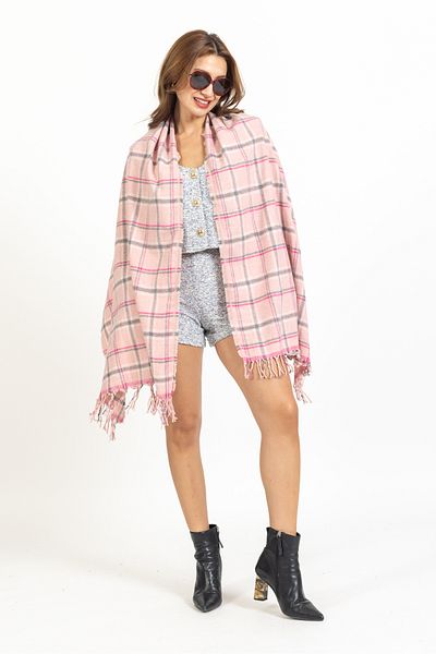 LadyColor Plaid Wool Shoulder Shawl - 70x200 Cm - Durable Acrylic