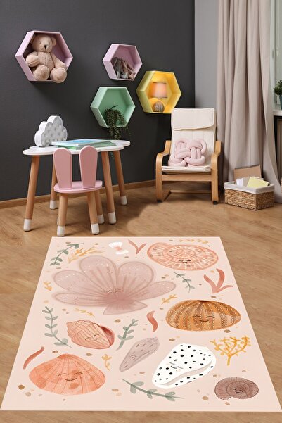 Pelangi Pembe Zemin Denizaltı Minimalist Şekil Yıkanabilir Kaymaz Taban Leke ...