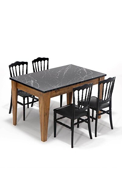 MOBETTO Avrupa / Miray Mutfak Masa Takımı 1 Masa 4 Sandalye - Siyah