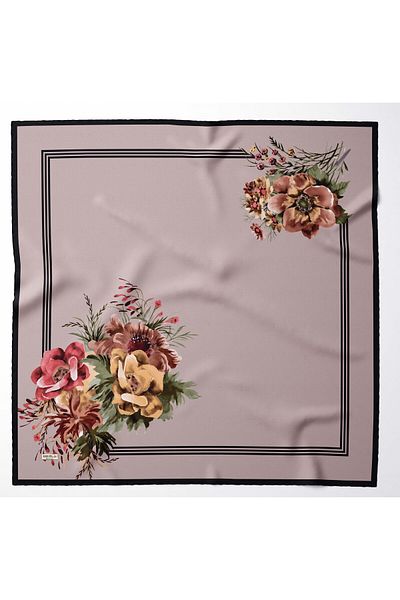 hijabchi Μεγάλο μεταξένιο κασκόλ Sura Rayon - Dark Mink - 120 X 120 cm