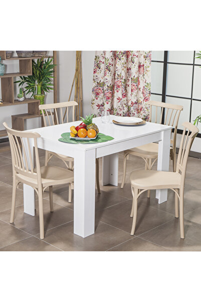 MOBETTO Arda / Violet Mutfak Masa Takımı 4 Sandalye 1 Masa- Cappucino
