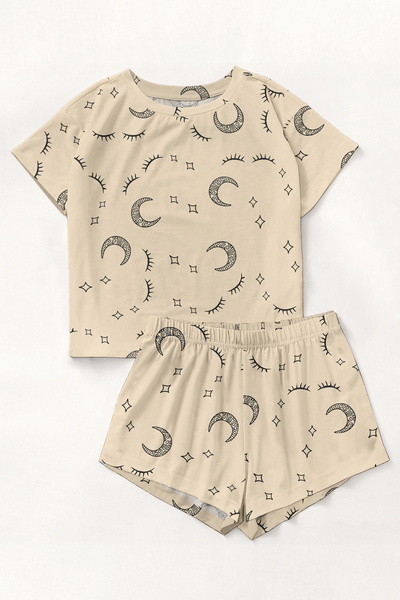 PEMBİŞ HOMEWEAR Short Sleeve Shorts Pajama Set Sweet Dreams Supersoft Basic S...