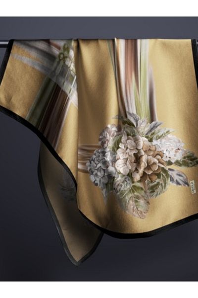 hijabchi Μεγάλο μεταξένιο κασκόλ Sura Rayon - Χρυσό - 120 Χ 120 εκ