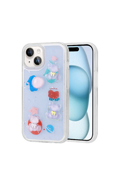 zore غطاء سيليكون لهاتف ابل ايفون 15 بتصميم منقوش ولامع من زور مينيمي