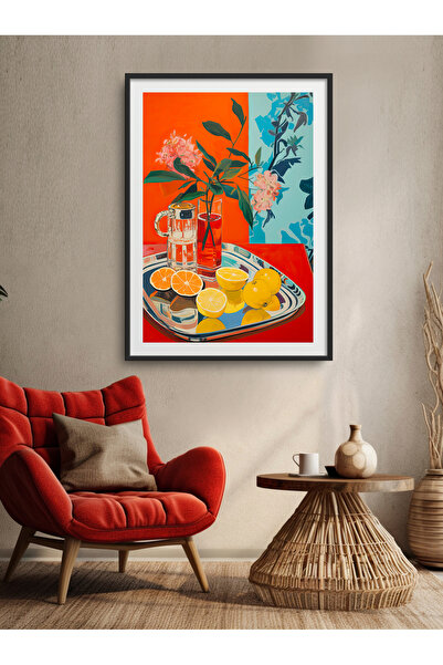 HOMEPACK Tekli Çerçeveli Çiçekli Vazo Tablo Modern Art Poster Tablo TK/198