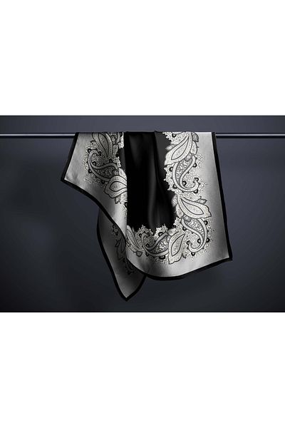hijabchi Large Size Silky Sura Rayon Scarf - Black - Gray