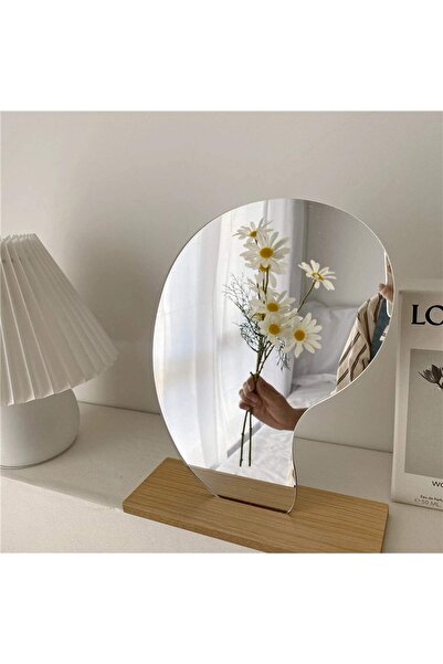 gaman Asimetrik Görünümlü Şık Tasarım Çerçevesiz Dekoratif 20 cm Ahşap Makyaj...
