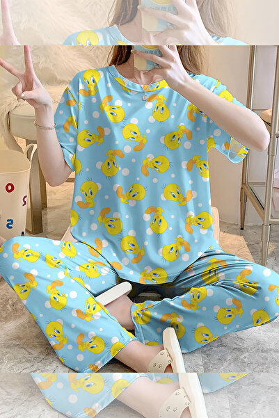 PEMBİŞ HOMEWEAR Kısa Kollu Pijama Takımı Tweety Supersoft Basic Süprem