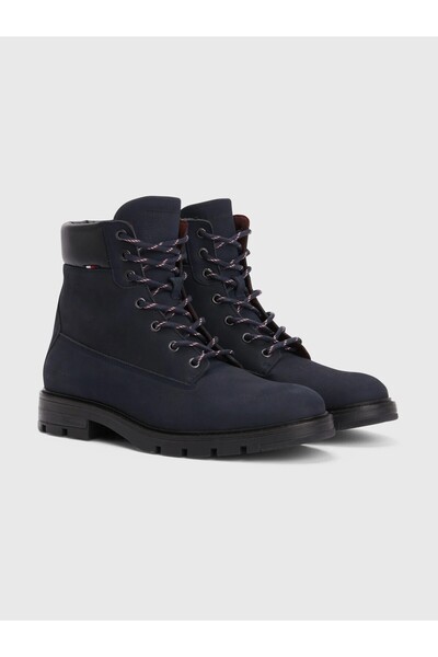 Tommy Hilfiger Lacivert Nubuk Deri Bot FM0FM04205 - DW5