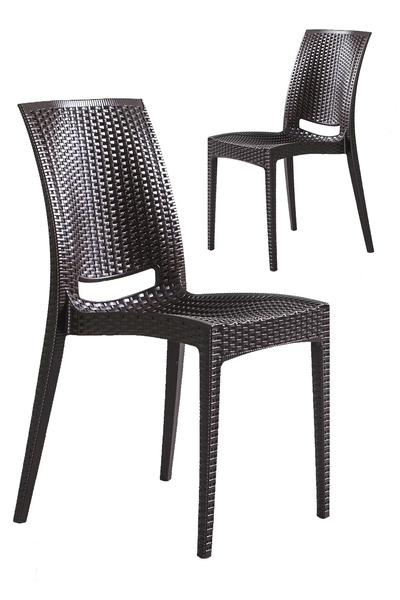 MOBETTO 2 Adet Rattan Kahve Sandalye Balkon Bahçe Teras