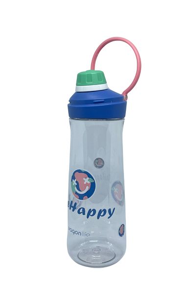 Vagonlife 650ml Twist-Open Comfortable Lid and Handle Patterned Body Polycarbonate Water Bottle