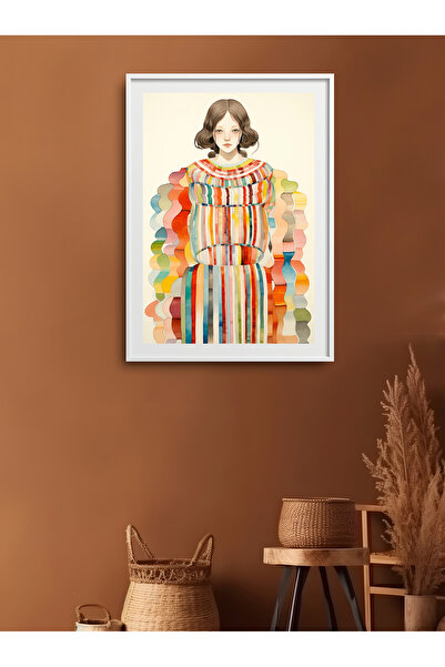 HOMEPACK Tekli Çerçeveli Renkli Kadın Tablo Modern Art Poster Tablo TK/196