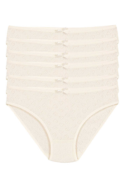 Yıldız Çamaşır سراويل بيكيني نسائية من إكرو مكونة من 6 قطع 100% قطن على شكل قلب