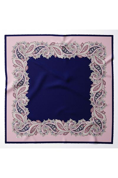 hijabchi Μεγάλο μεταξένιο κασκόλ Sura Rayon - Navy Blue - Πούδρα - 120 X 120 cm
