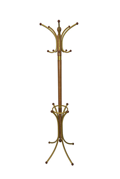 TOLUNAY Portmanto Ayaklı Askılık Bambu Model Gold Ceviz