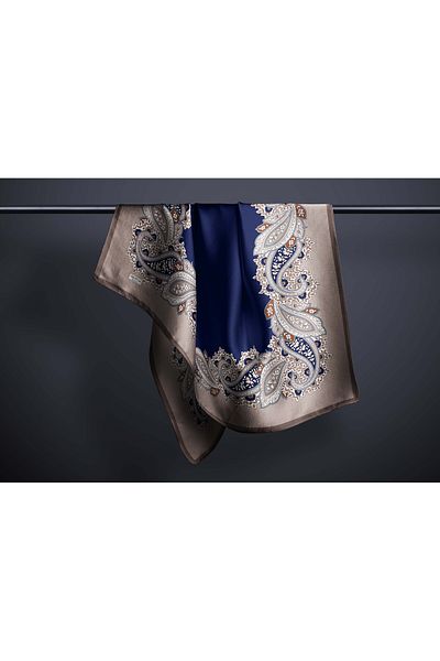 hijabchi Large Size Silky Sura Rayon Scarf - Dusty Rose - Navy Blue - 120 X 120 cm