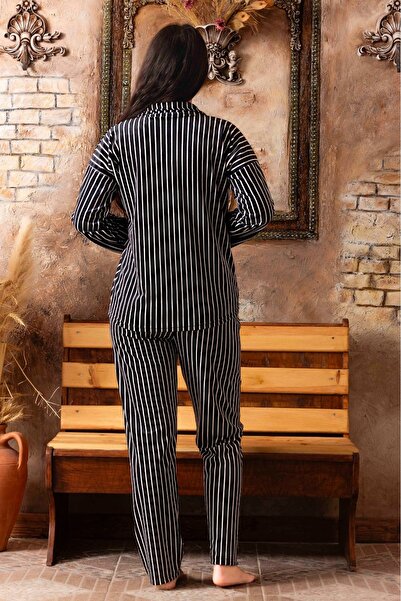 Lukitus Set pijamale de damă cu guler cămașă din catifea