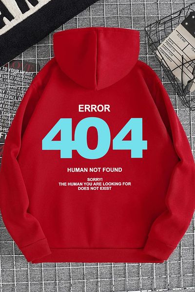Benisengiydir Red 404 Printed Hooded Oversize Sweatshirt Unisex