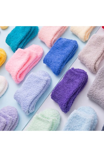 çorapmanya 6 Çift Kadın Çok Renkli Kışlık Yün Uyku Çorabı
