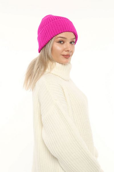Aghilo Fuchsia Women's Winter Corded Wool Beret