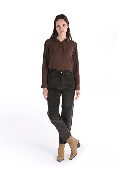 Colin's Regular Fit Yüksek Bel Geniş Paça Kadın Antrasit Pantolon