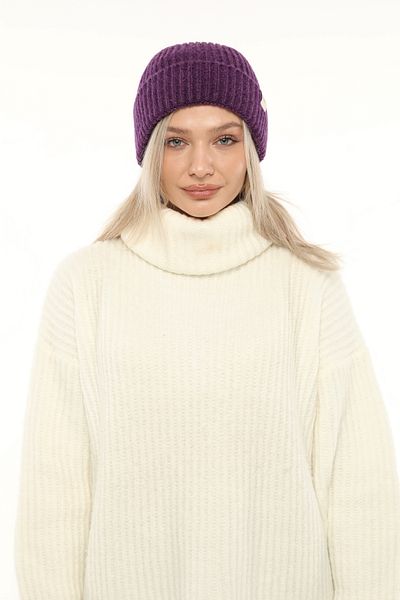 Aghilo Purple Women's Winter Corded Wool Beret