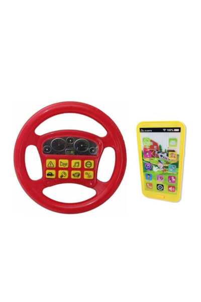 berattoys 2 li set oyuncak telefon ve direksiyon pilli oyuncak cep telefonu o...