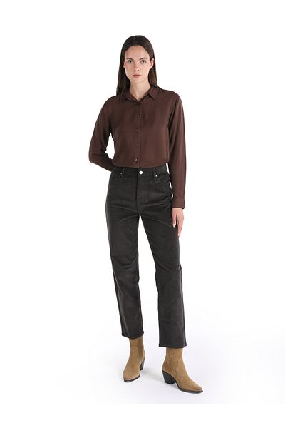 Colin's High Waist Wide Leg Anthracite Women's Trousers - Regular Cut