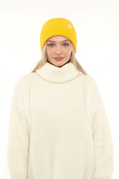 Aghilo Yellow Women's Winter Corded Wool Beret