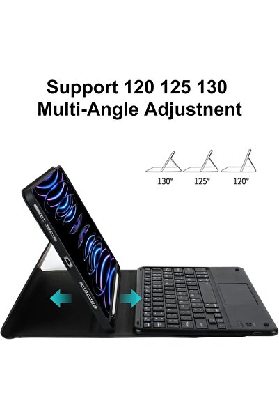 TEKNETSTORE Apple Ipad 10. Nesil 10.9 inç 2022 Uyumlu Bluetooth Klavyeli Kılıf Kalem Bölmeli (Türkçe Klavye)