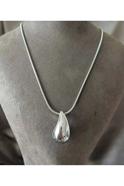 Simge Gümüş قلادة قطرة ترينت من الفولاذ
