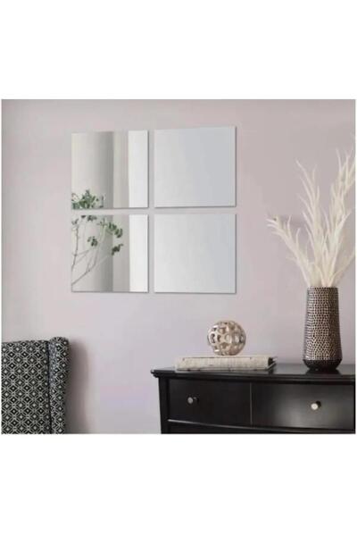 tera reklam Gümüş Dekoratif Pleksi Ayna (20CMX20CM)kendinden Yapışkanlı (4 ADET)