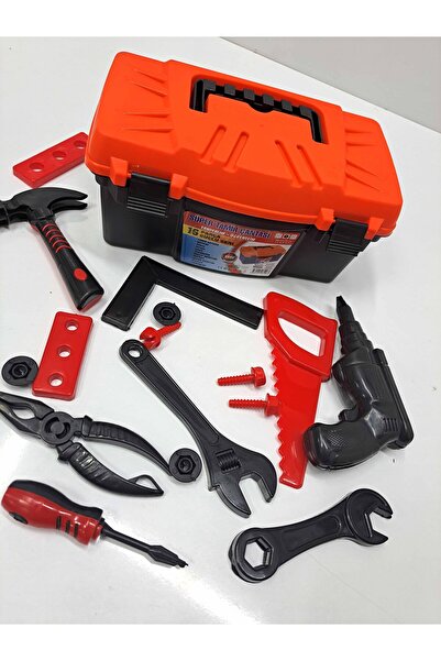 ALYTOYS Erkek Çocuk Oyuncak Tamir Çantası Tamirci Seti 15 Parça Çekiç Testere...
