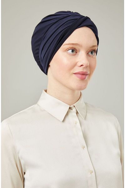 Melodi Scarf Women's Hijab Wrapped Bonnet Navy Blue