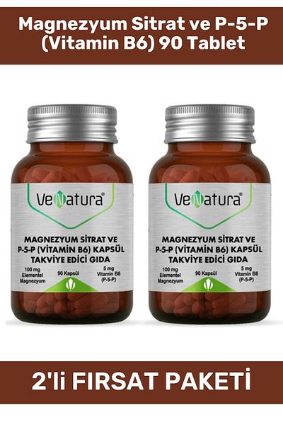 VeNatura Magnesium Citrate and P-5-P (Vitamin B6) 90 Tablets - 2 Pieces