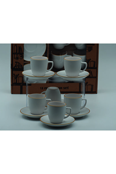 Keramika 6 Kişilik Seramik Takım Kahve Magıc File Beyaz