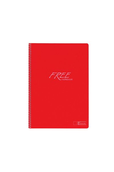 KESKİN COLOR Free A5 100 Sheets Spiral Notepad with Plastic Cover (145102) Checked Red
