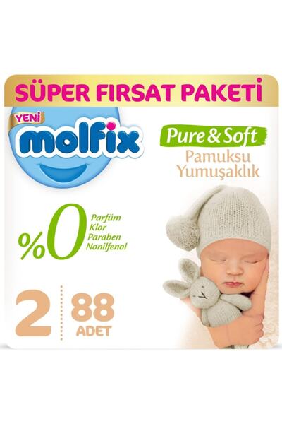 Molfix Pure&soft 2 Numara Bebek Bezi 88 Li