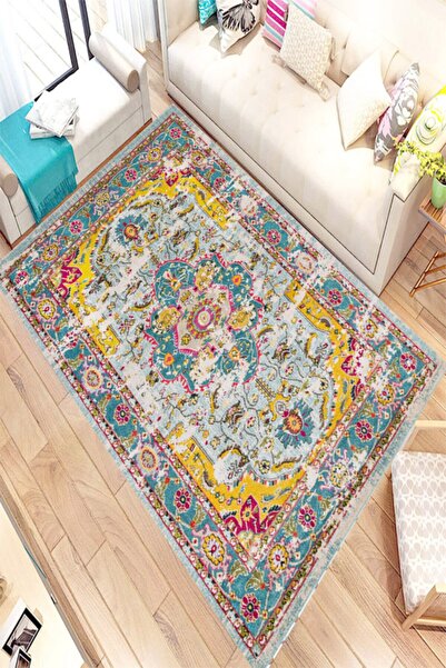 Resmiro Bej Kilim Motifli Dijital Baskılı Halı
