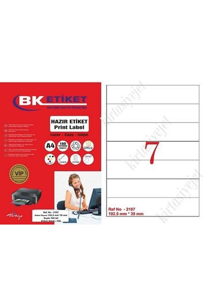 BK ملصق ليزر مقاس 192.5 × 39 مم، 7 ملصقات في ورقة A4