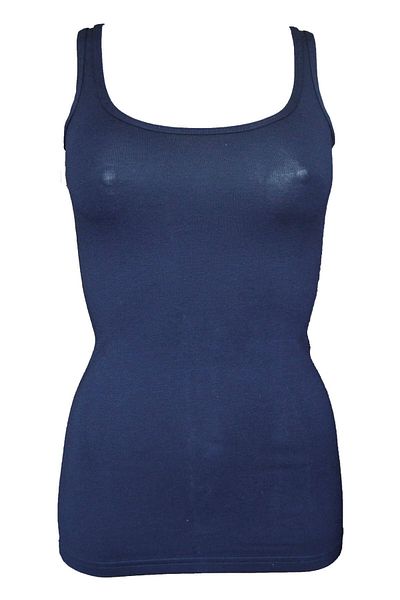 Malabadi Women's Navy Blue Modal Thick Strap Long Undershirt