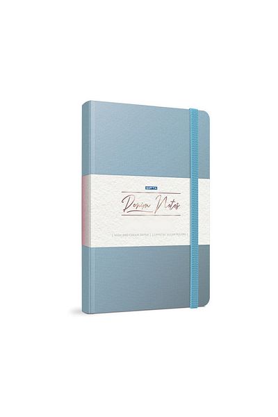 Gıpta Denim Notes 13x21 120 Sheets Stitched Hard Cover Elastic Notebook (3940) Ruled Light Blue