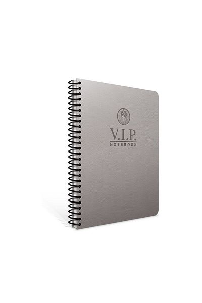 Gıpta Vip 17x24 140 Sheets Leather Cover Spiral Notebook (1083) Checkered Smoked