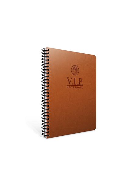 Gıpta Vip 17x24 140 φύλλα δερμάτινο κάλυμμα σπειροειδές σημειωματάριο (1083) καρό μαύρισμα