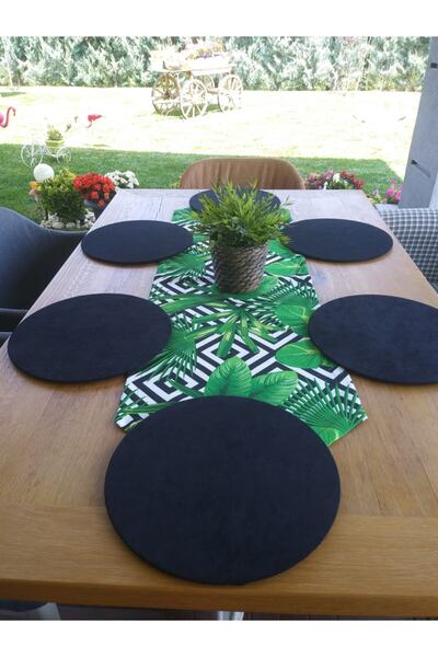 Ayşemce American Service Suit (Tropical Leaf Printed Runner) 6 plăci negre