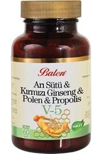 Balen V5 Arı Sütü Kırmızı Ginseng Polen Propolis 60 Tablet X 1015 mg