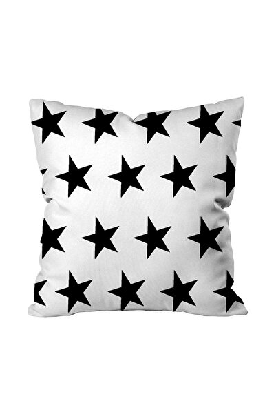 Genel Markalar Siyah Küçük Yıldız Desenli Dijital Baskılı Modern Kırlent Kılıfı